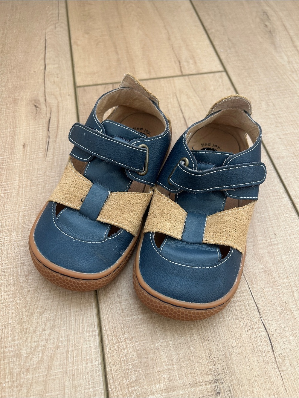 Livie & Luca Navy and Tan Kids Leather Sandals